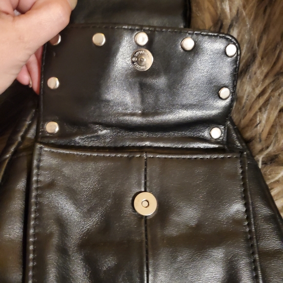 Genuine Leather Black Biker Backpack with Zipper Strap - Picture 7 of 8